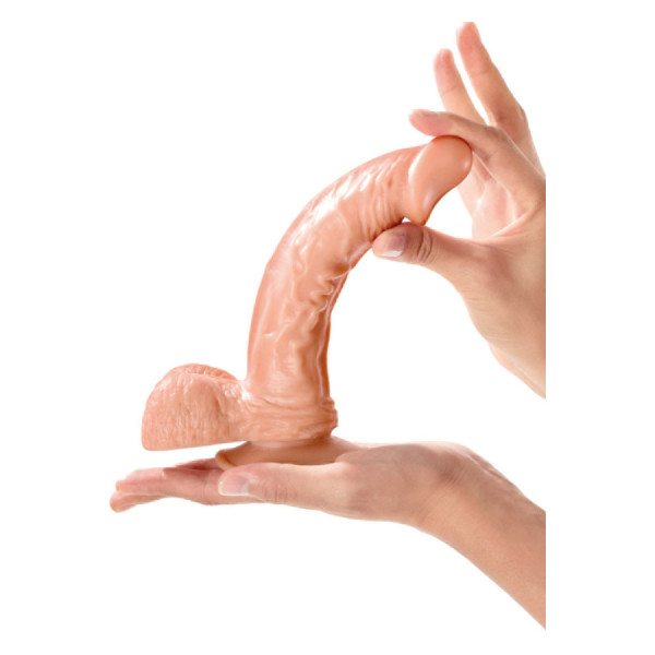Gode réaliste veiné avec testicules et ventouse 21cm 